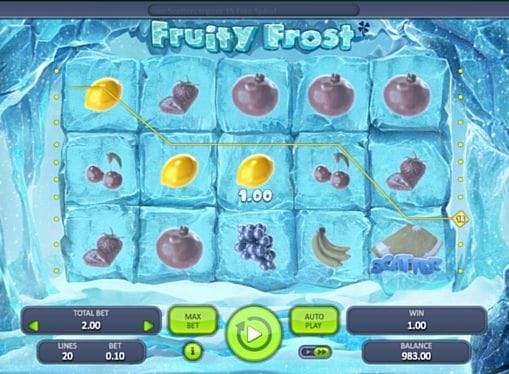 Выигрышная комбинация символов в Fruity Frost