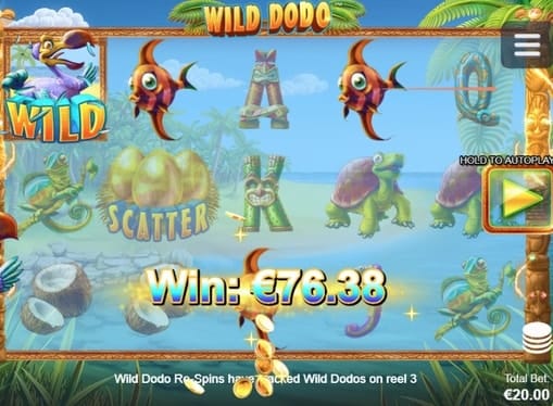 Выигрышная комбинация с диким знаком в Wild Dodo 